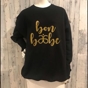 NWOT Bon Babe black sweatshirt with gold font